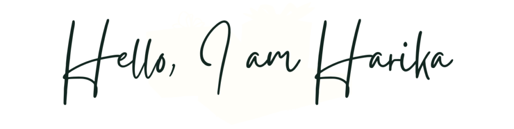 An image of saying, Hello, I am Harika to introduce the author